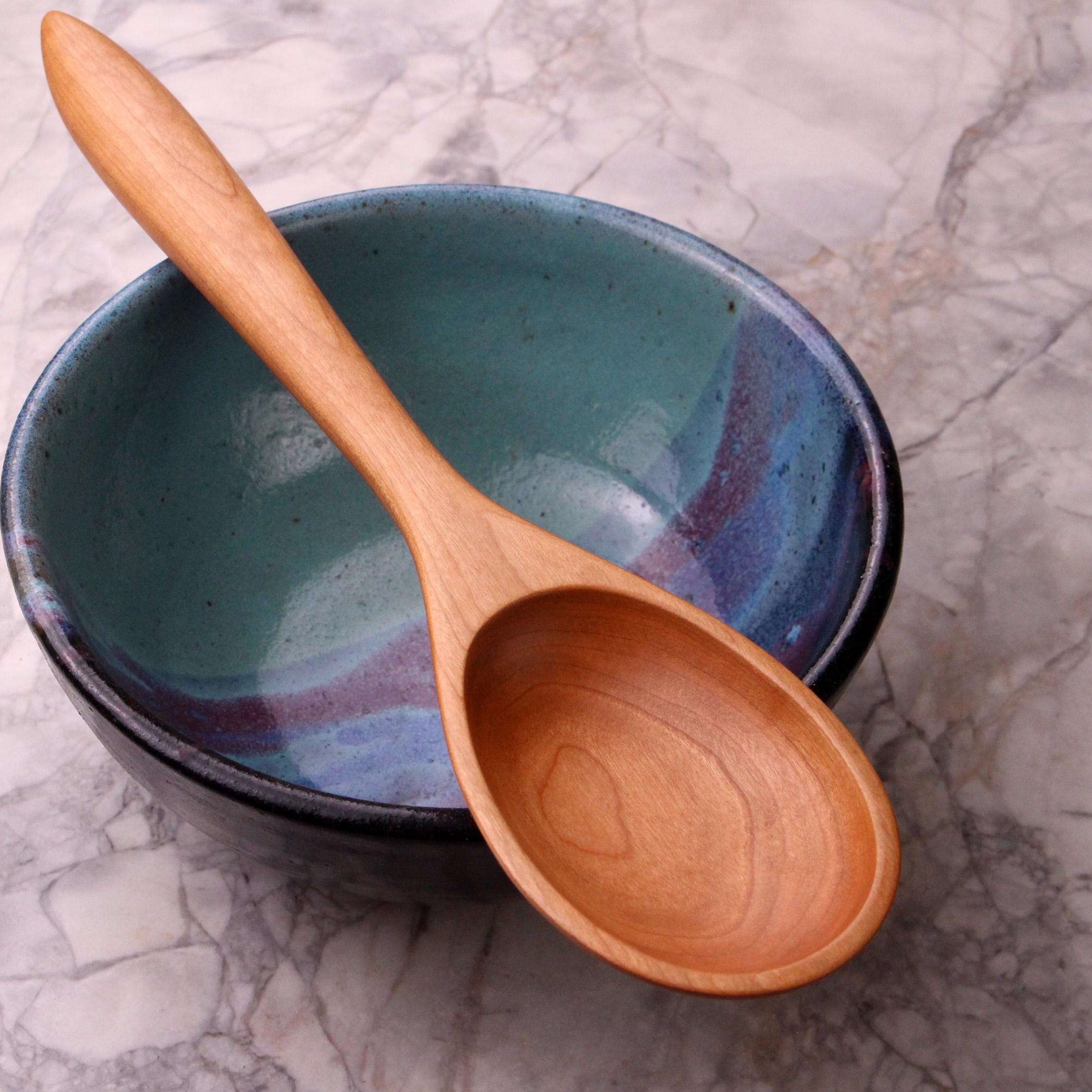 Handmade heirloom quality wooden stirring and mixing spoon hand hand - carved from Cherry wood, Maple wood, and Walnut wood. - Image 2