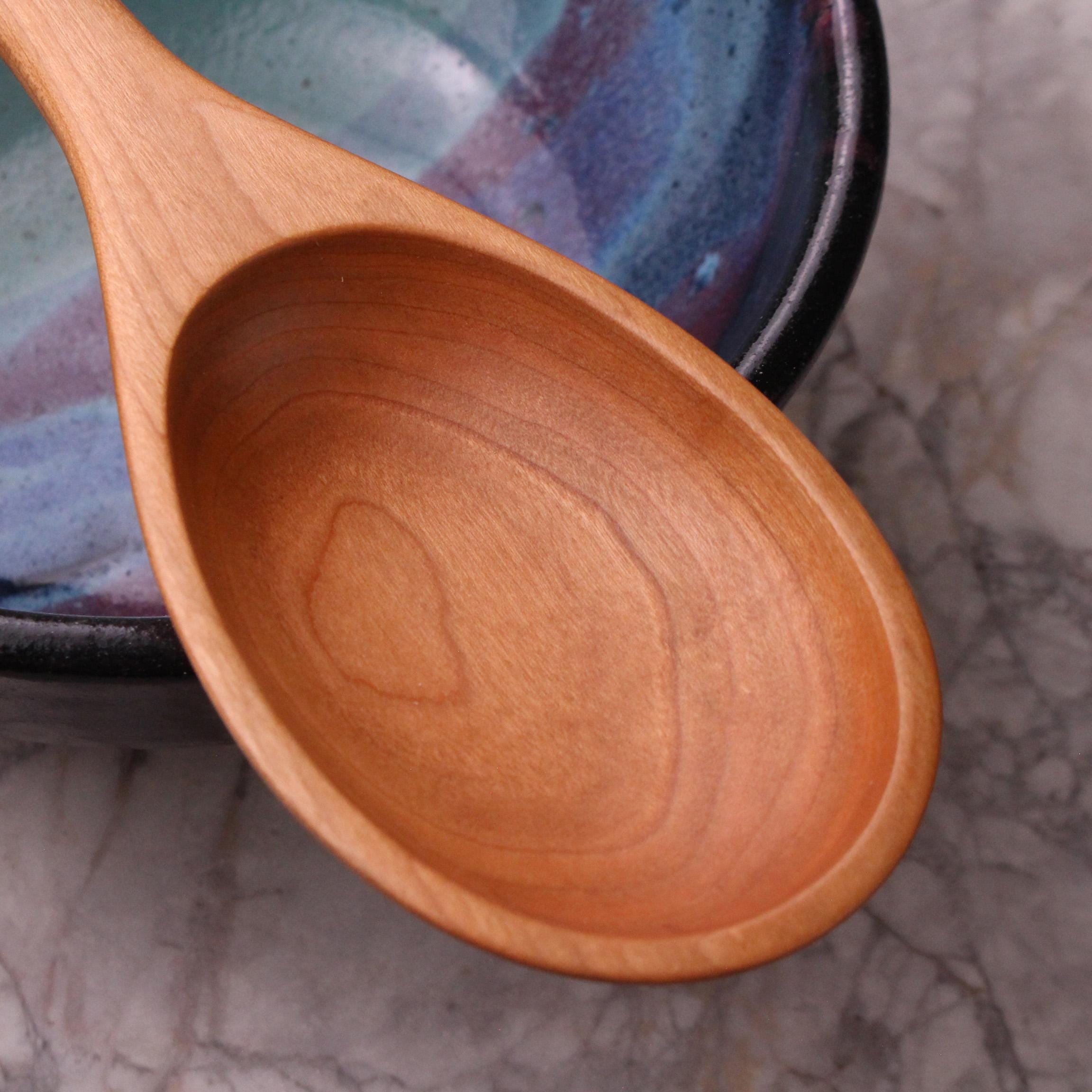 Handmade heirloom quality wooden stirring and mixing spoon hand hand - carved from Cherry wood, Maple wood, and Walnut wood. - Image 3